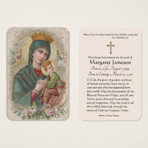Carte Sainte Vierge Marie Jésus funéraire -
