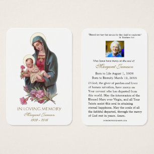 Carte Sainte Vierge Marie Jésus funéraire -