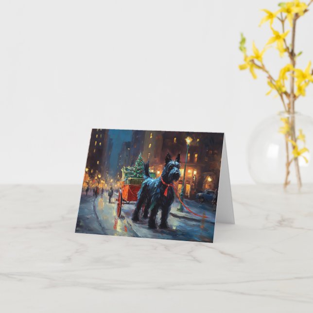 Carte Saison de Noël du Terrier écossais (Fleur jaune)