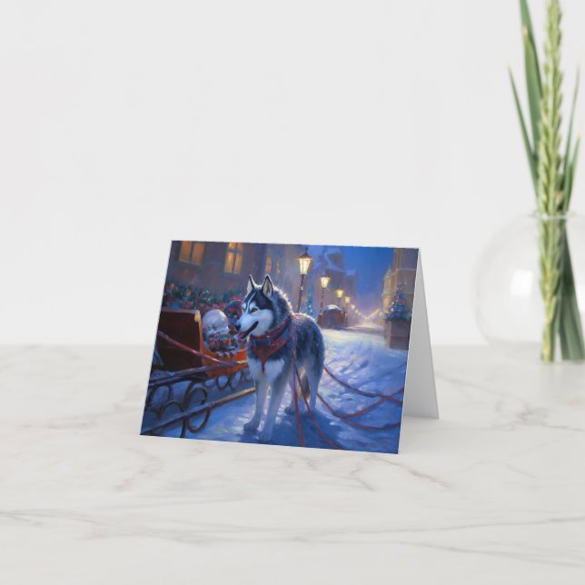 Carte Saison de Noël Sibérienne Husky (Devant)