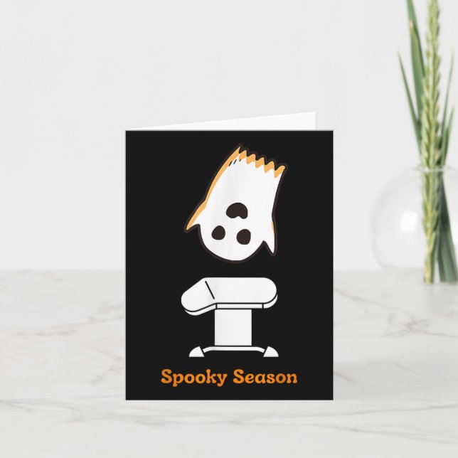 Carte Saison Halloween mignonne Ghost Gymnast Vault Gymn (Devant)