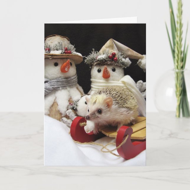 Carte saisonnière de hérisson de Noël (Devant)