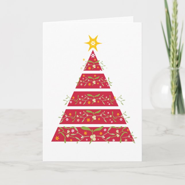 Carte saisonnière de l'arbre de Noël rouge Mistlet (Devant)