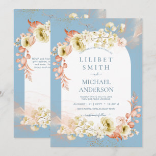 Carte Saisons Dusty Blue Coral Floral Mix Mariage