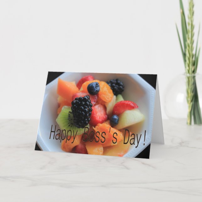 Carte Salade de fruits du jour du patron heureux (Devant)