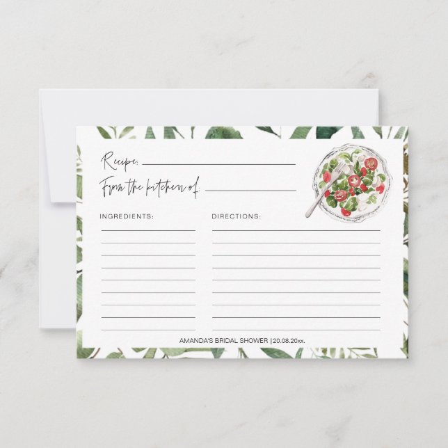 Carte Salades vertes Fête des mariées de cuisine Recette (Devant)