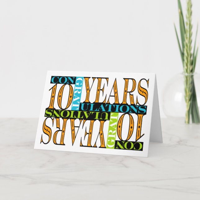 Carte Salaire 10e anniversaire Félicitations Mosaic (Devant)