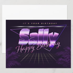 Carte Sally Name Prénom lila retro