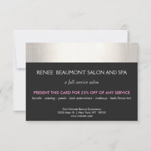 Carte Salon d'argent et de noir et coupon client Spa