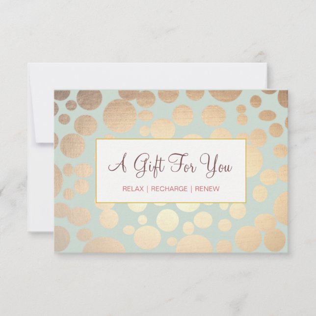 Carte Salon et Spa Faux Gold Leaf Look Certificat cadeau (Devant)