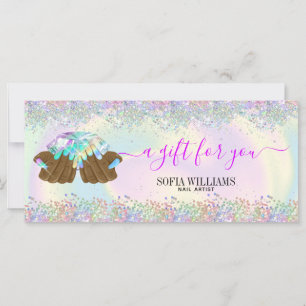 Carte salon holographique ongle femme main nails technic