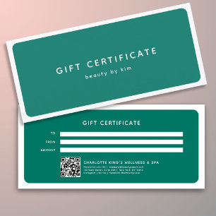 Carte Salon moderne tendance QR Code certificat cadeau