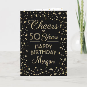 Carte Salue chaque année Anniversaire Noir Confetti 50e