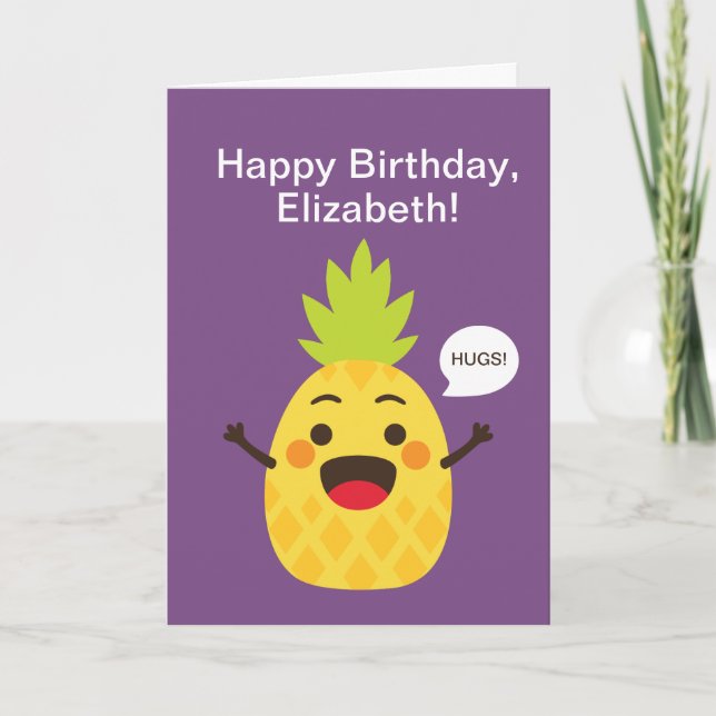 Carte Salut les amis ! Illustration d'ananas (Devant)