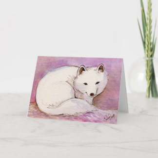 Carte Salutation à l'aquarelle Arctic Fox