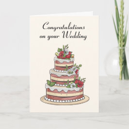 Carte Salutation au gâteau mariage