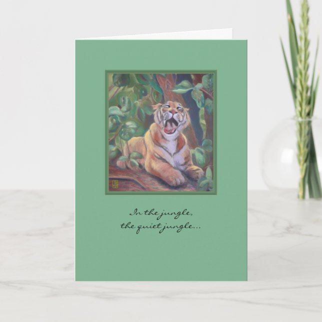 Carte Salutation blanche de Tigre de Yawning (Devant)