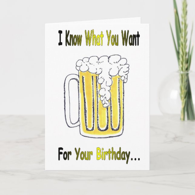 Carte Salutation d'anniversaire de bière avec des (Devant)