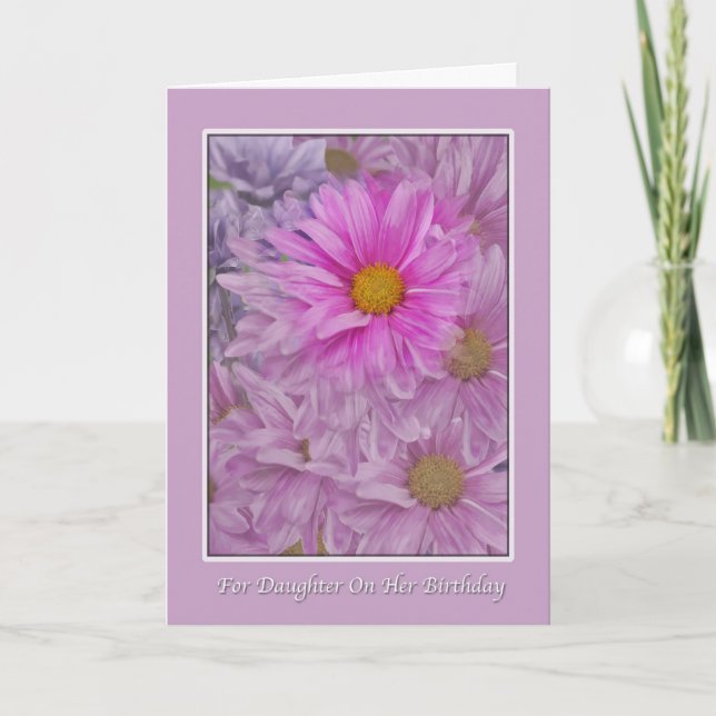 Carte Salutation d'anniversaire de la fille avec Gerbera (Devant)