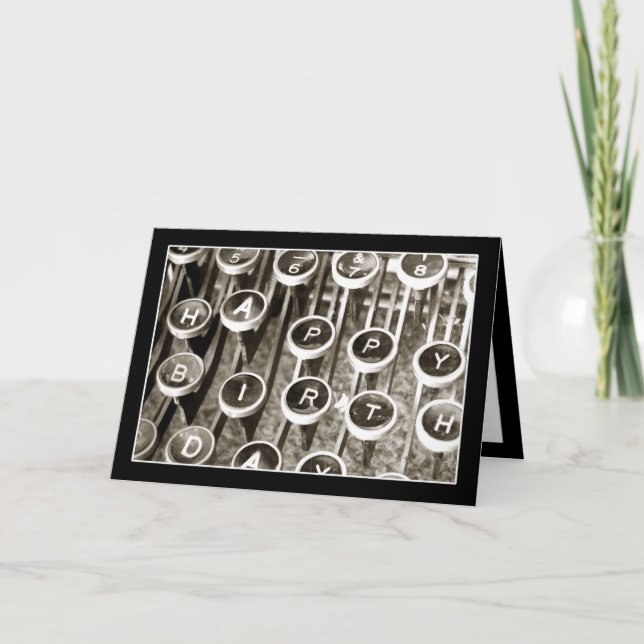 Carte Salutation d'anniversaire de la machine à écrire v (Devant)