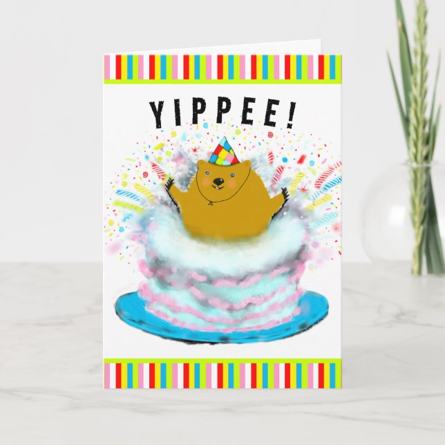 Carte salutation d'anniversaire de marmotte (Devant)