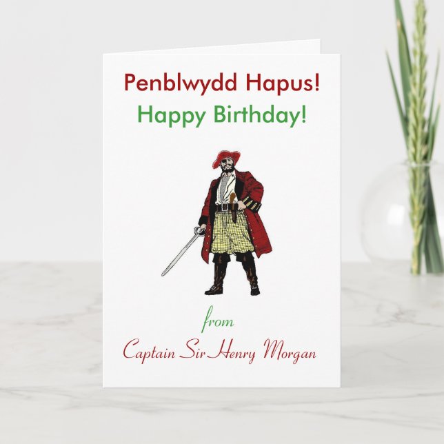Carte Salutation d'anniversaire de pirate de Gallois (Devant)