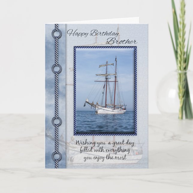 Carte Salutation d'anniversaire de yacht de frère (Devant)