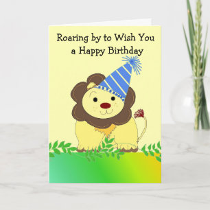 Carte Salutation d'anniversaire du lion mignon