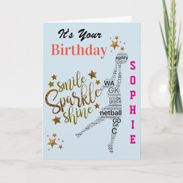 Carte Salutation d'anniversaire personnalisée de Netball (Devant)