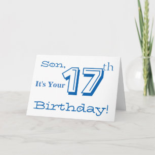 Carte Salutation de 17ème anniversaire du Fils en bleu e