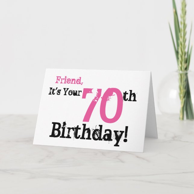 Carte Salutation de 70ème anniversaire de l'ami en noir, (Devant)