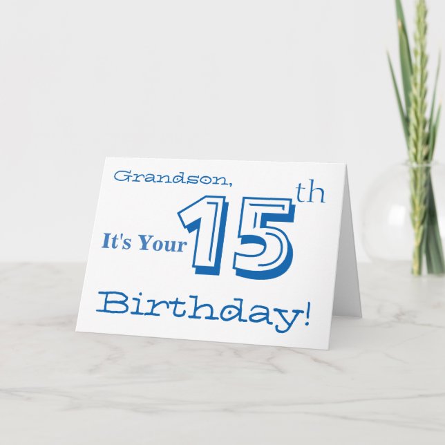 Carte Salutation de grand-fils à 15e anniversaire en ble (Devant)