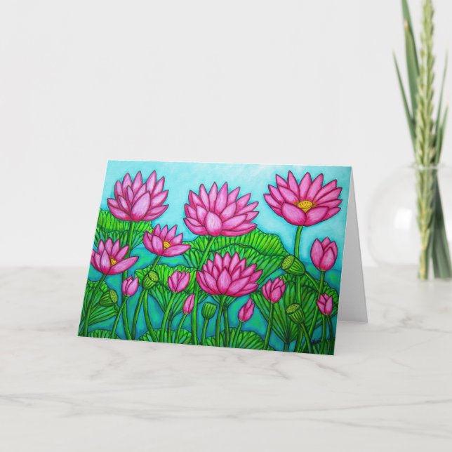 Carte Salutation de jardin de bonheur de Lotus (Devant)