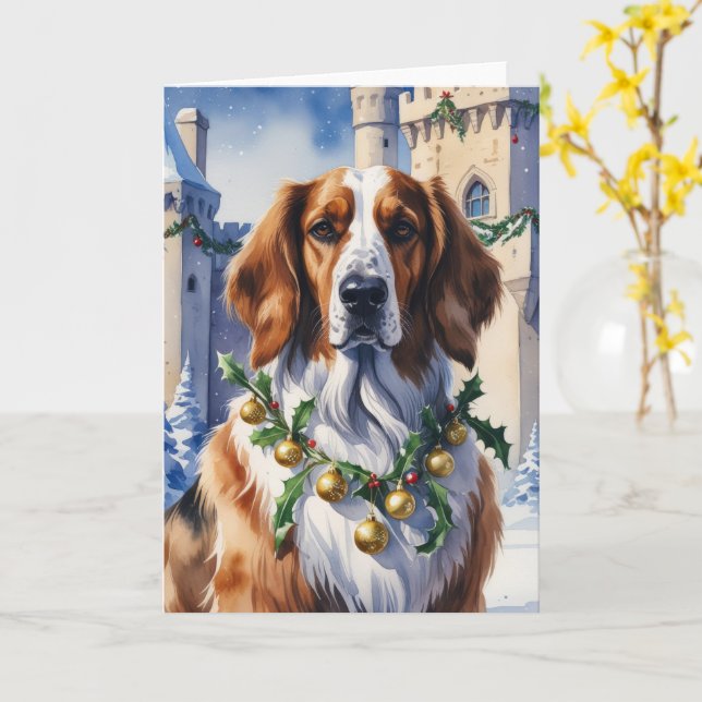 Carte Salutation de Noël de chien de chien de chien de c (Fleur jaune)