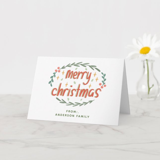 Carte Salutation de Noël simple Joyeux (Petite plante)