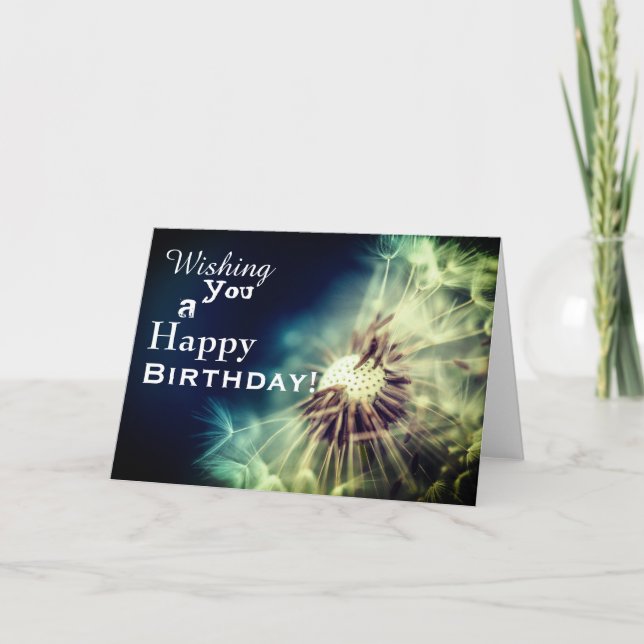 Carte Salutation de pissenlit de joyeux anniversaire (Devant)