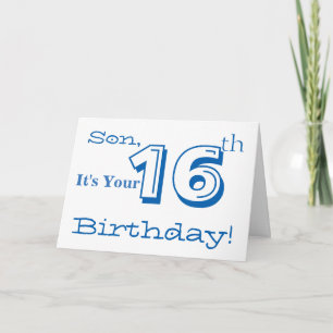 Carte Salutation de son 16e anniversaire en bleu et blan