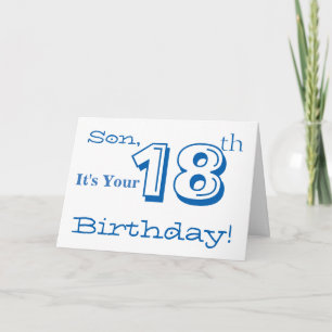 Carte Salutation de son 18e anniversaire en bleu et blan