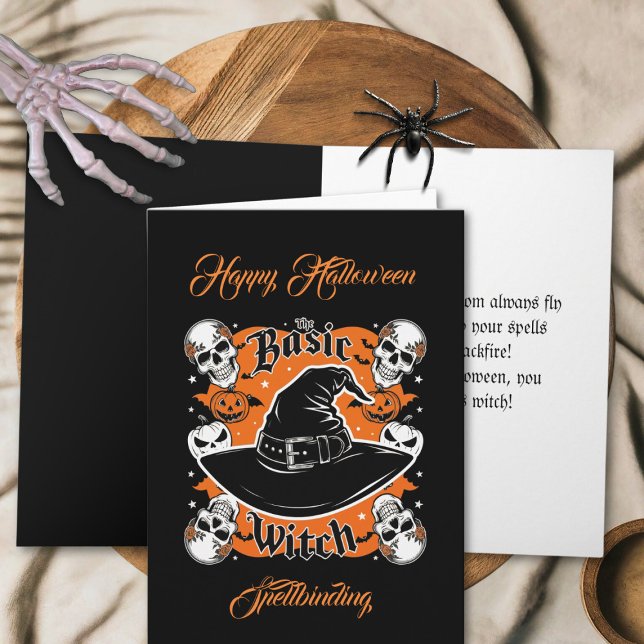 Carte Salutation d'Halloween de base pour le crâne rétro (Créateur téléchargé)