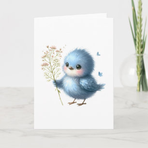 Carte Salutation Fluffy Bluebird Fleur sauvage à toutes 