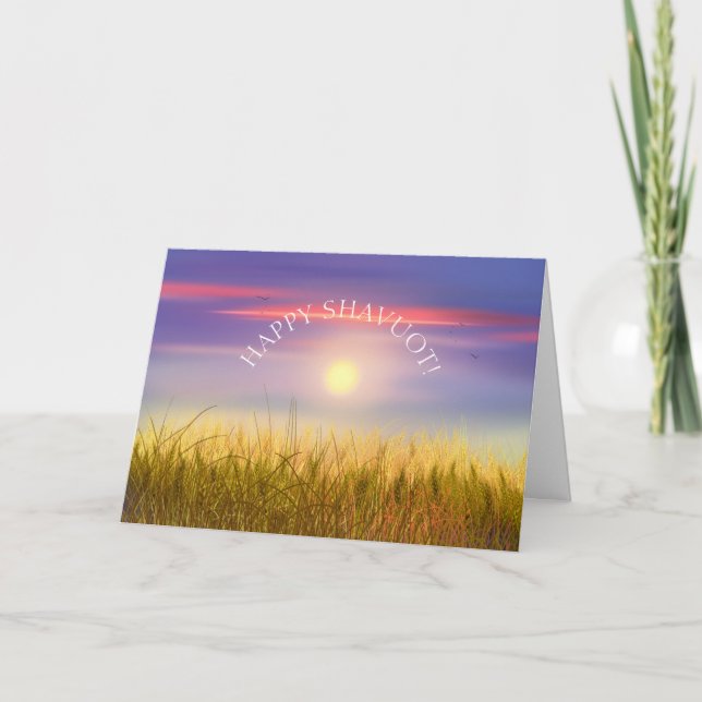 Carte Salutation heureuse de coucher du soleil de champ (Devant)