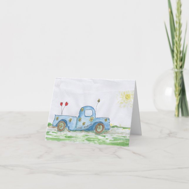 Carte Salutation "Love Mobile on the Back of the Envelop (Devant)