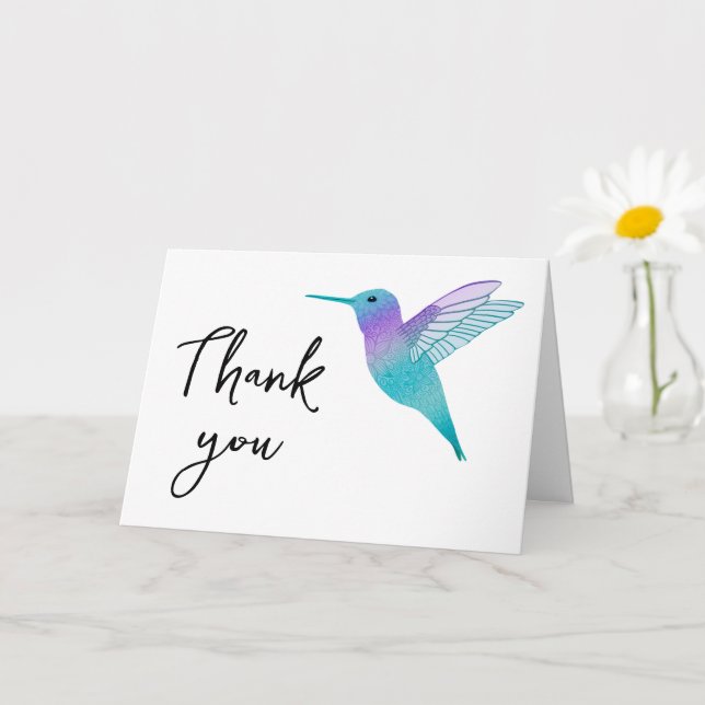 Carte Salutation Merci colibri (Petite plante)
