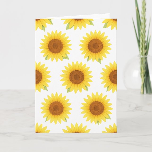 Carte Salutation Motif de l'aquarelle de tournesol (Devant)