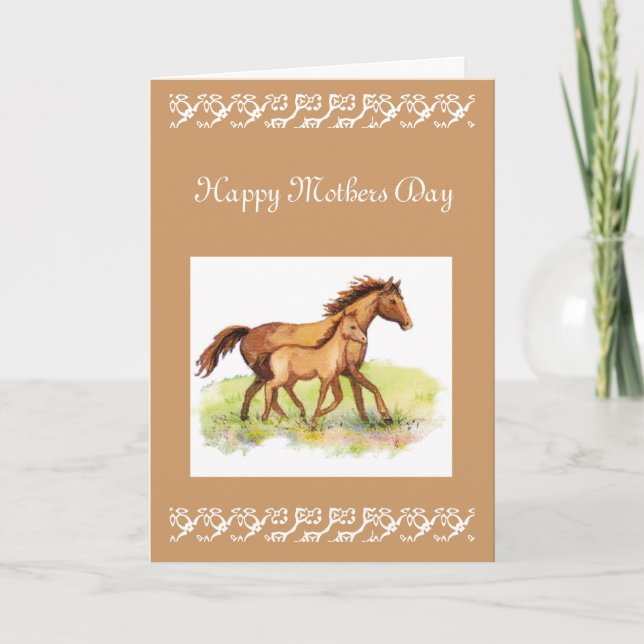 Carte Salutation personnalisée, Fête des mères, Cheval,  (Devant)