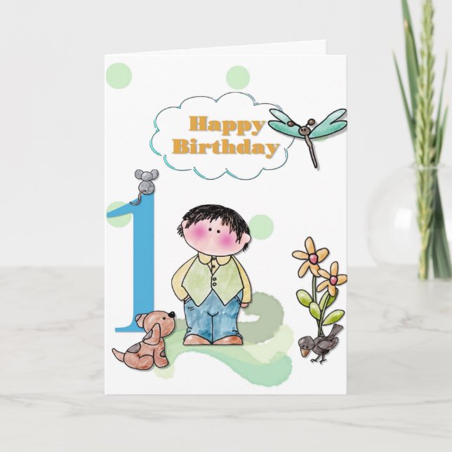 Carte Salutation pour le premier anniversaire (Devant)