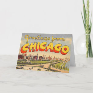 Carte Salutation vintage de Chicago Card