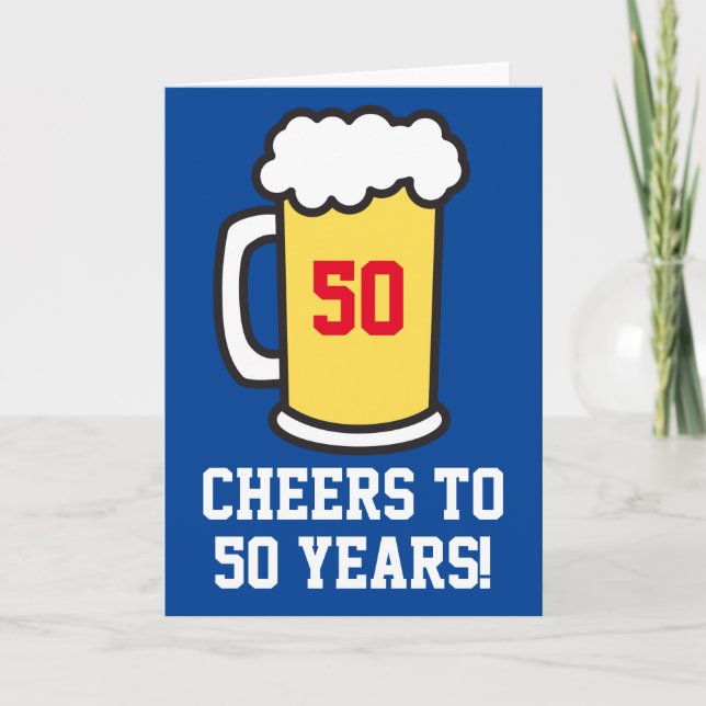 Carte Salutations À 50 Anniversaire De Bière (Vierge À L (Devant)
