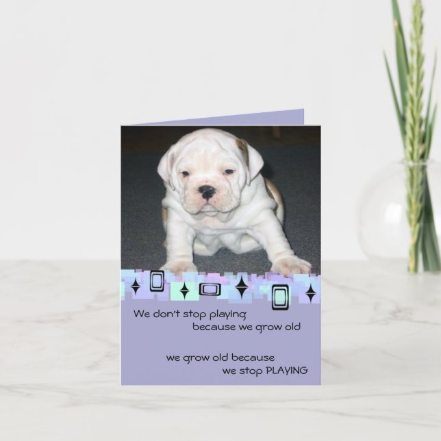 Carte Salutations d'anniversaire de chiot de bouledogue (Devant)
