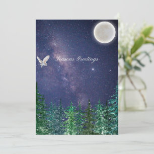Carte Salutations de la saison - Lune de hibou